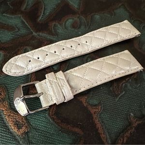 Michele Watch Strap 18mm Deco White Quilted Leather